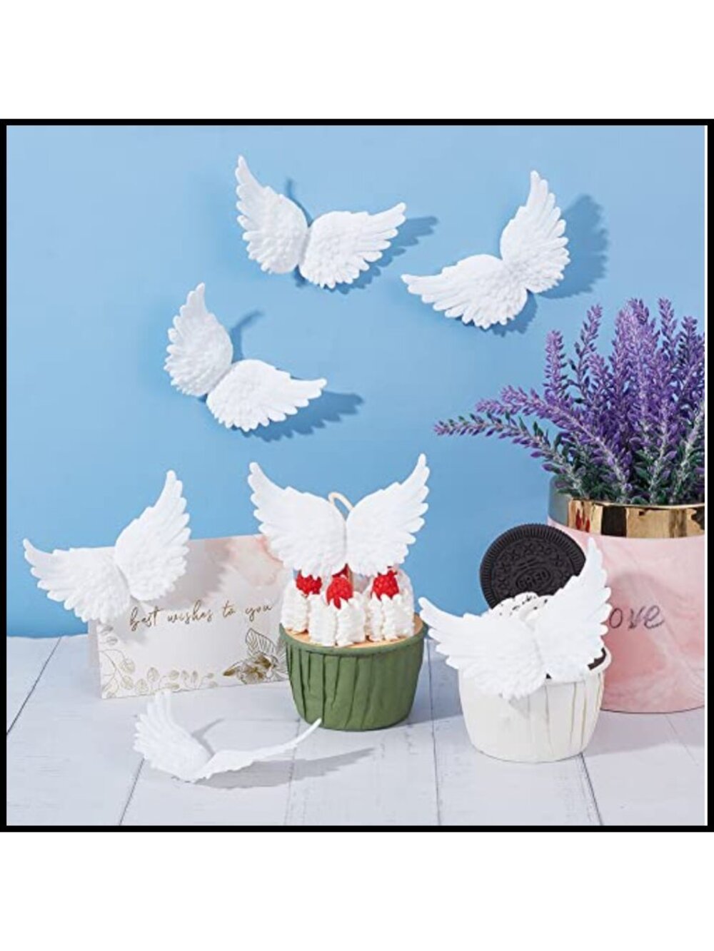 12pc 3" Mini White Angel Wings Ornament Craft Applique DIY Decor